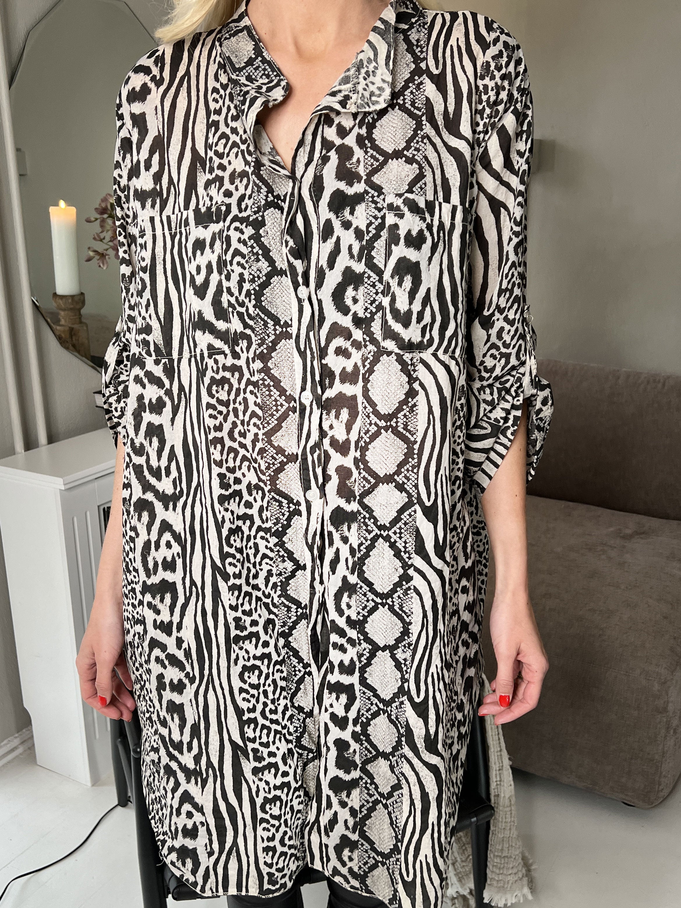 Berna Animal - Skjorte i blandet dyreprint med lommer